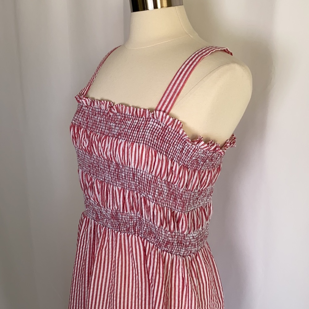 SUZANNE BETRO | Red & white smocked sundress NWOT